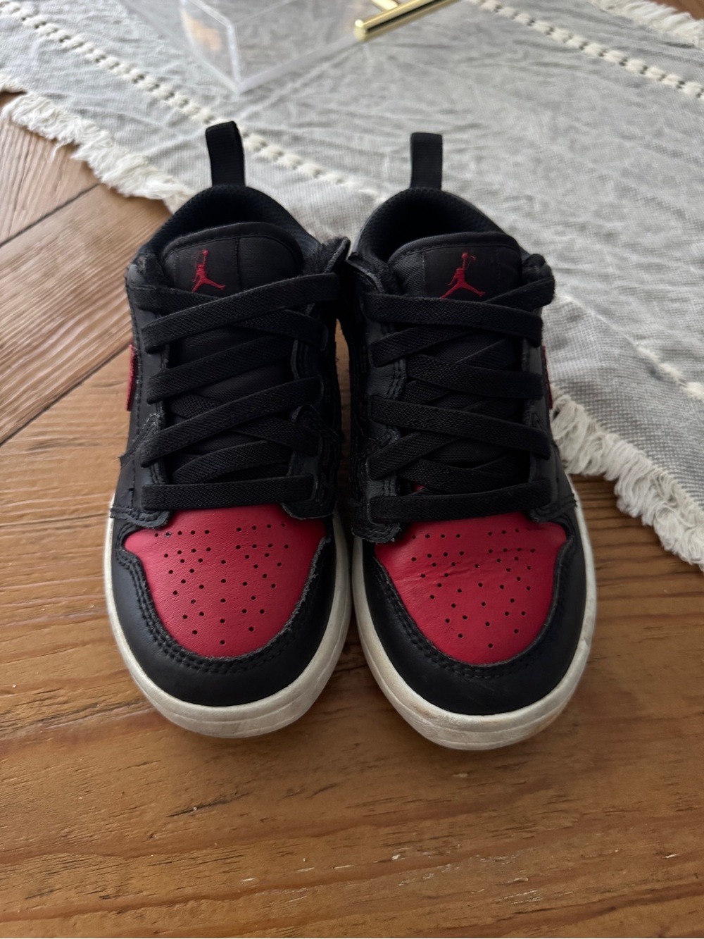 Nike Red & Black Air Jordan 1 Low Sneakers Size 12.5 C